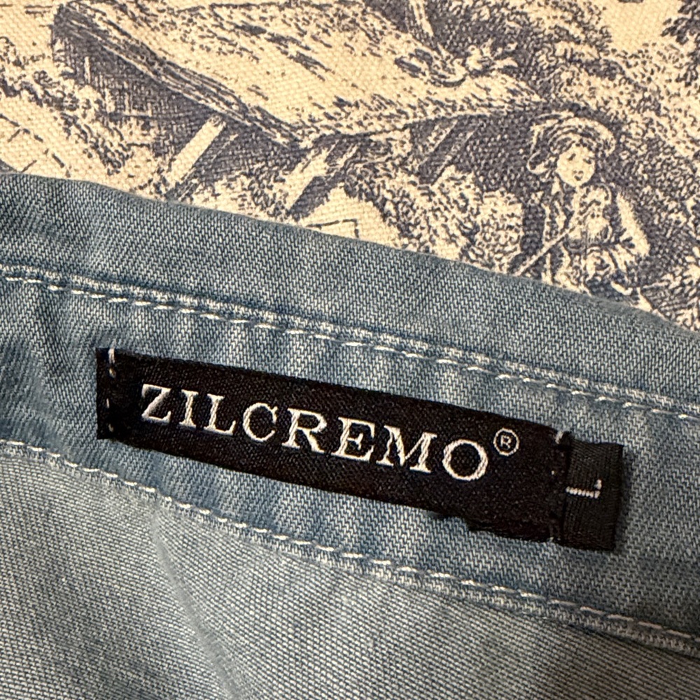 Zilcremo Denim Shirt Dress in Light Wash, Size Large, EUC - Picture 16 of 17